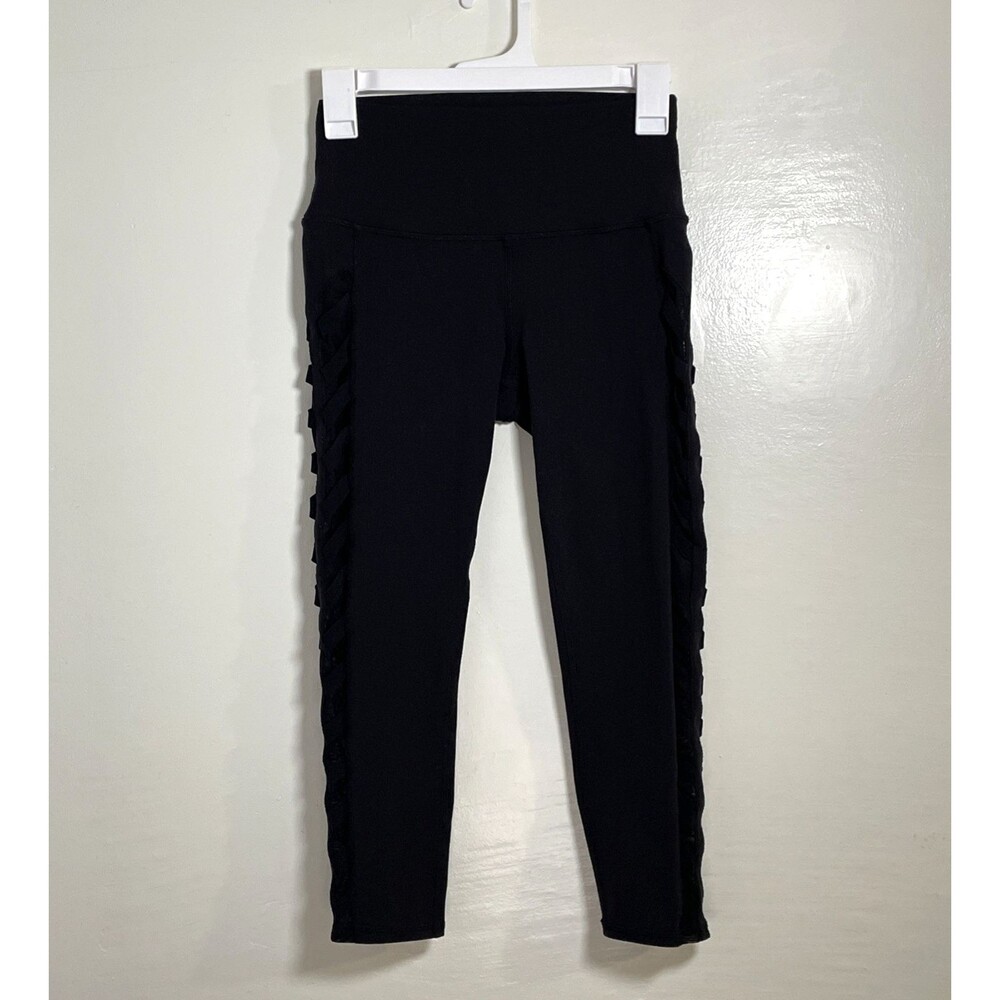 Alo Yoga Chevron Capri Semi Sheer Black Legging - Size Small - Picture 2 of 11